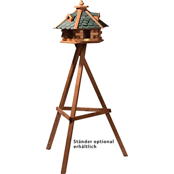 dobar Rustikales Vogelfutterhaus im Blockhaus-Stil mit Bitumendach, Vogelhaus mit 6 Einfluglöchern, Kiefer, XL - Preisvergleich – Bild 4