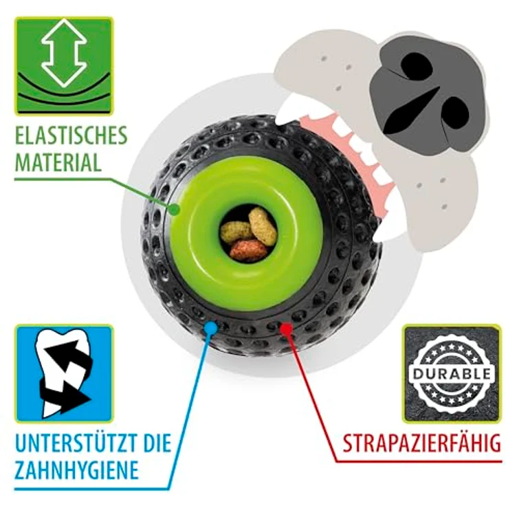 Ferplast CHEWA Boing Mittelgroß Futterball für Hunde, Schwarz, aus strapazierfähigem, ungiftigem, bissfestem Material, Zahnhygiene des Hundes, Springt und Schwimmt – Bild 3