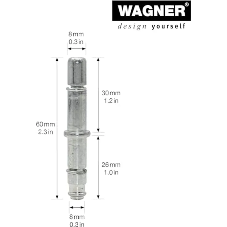 WAGNER Steckstift 2tlg. - Ø 8 / 8 mm x Höhe 30/26/60 mm, für Möbelrolle / Möbelgleiter mit Aufnahme 8 mm, Stahl verzinkt, Klemmring - 11009799, 2er-Set aus verzinktem Industriestahl – Bild 2