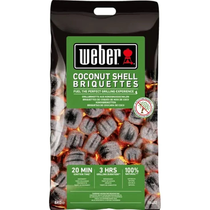 Weber Kokosnussschalenbriketts 8kg, 18402, Schwarz – Bild 1
