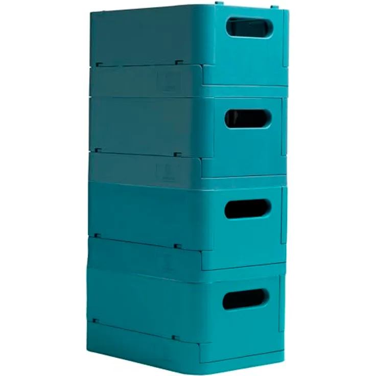 Exacompta Smartcase Faltbare Aufbewahrungsboxen, 4 Stück, stapelbar, 18,8x13,8x9,5cm, blau, umweltfreundlich