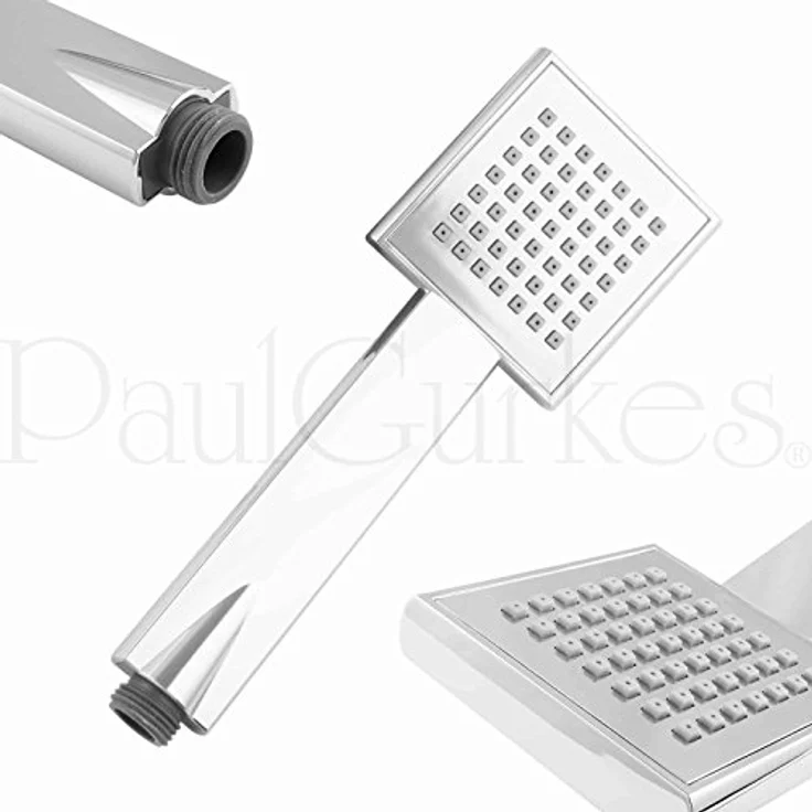 PaulGurkes Duscharmatur PG2MHPSSSHE40, Massivmessing mit hochwertiger Verchromung, Kopfbrause 40x40 cm, Eco-Durchflussbegrenzer, verstellbarer Handbrausehalter – Bild 5