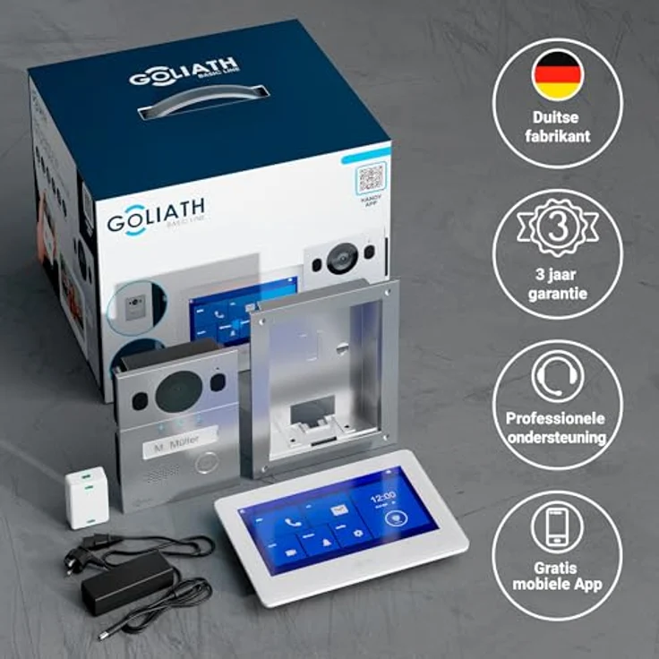Goliath Intercom Video-Türsprechanlage Basic Line, 2-Draht System, 7 Zoll HD Touchscreen, Weiß/Silber, erweiterbar und mit App-Anbindung – Bild 5