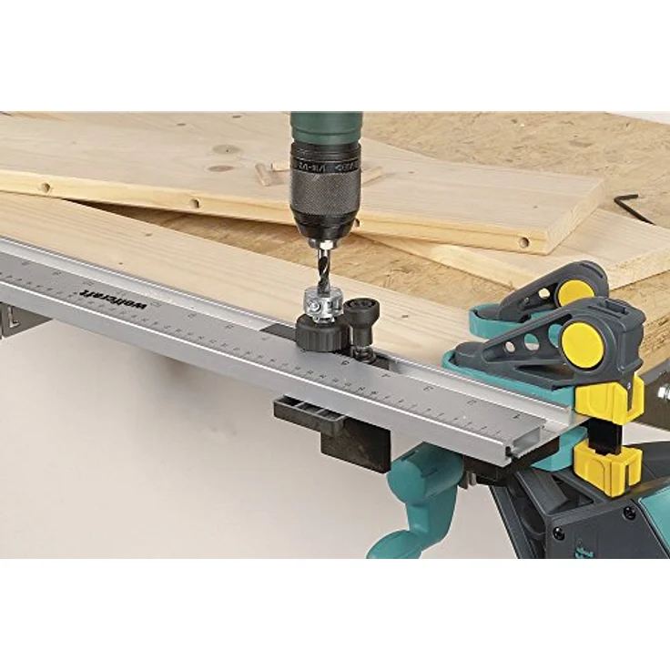 wolfcraft Dübelleiste 4650000 – Präzise Bohrschablone zum Möbelbau von Schränken & Regalen – Für Dübelverbindungen und Lochreihen – 32mm Raster – Bild 2