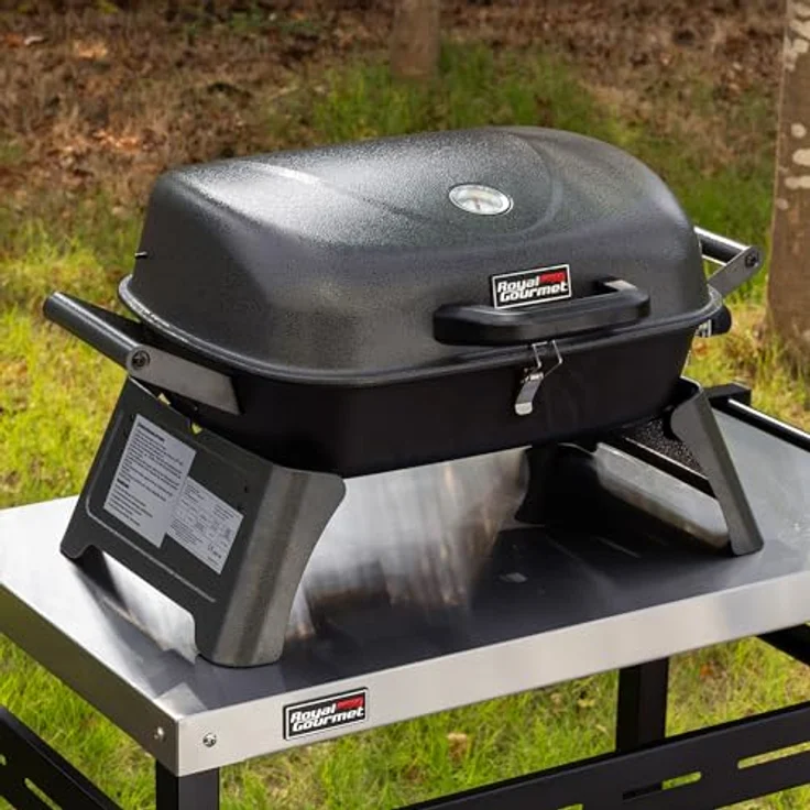 Royal Gourmet Gasgrill TBQ-1250, tragbarer Tischgasgrill mit 3,5 kW, klappbaren Beinen und Thermometer, für Garten und Balkon – Bild 2