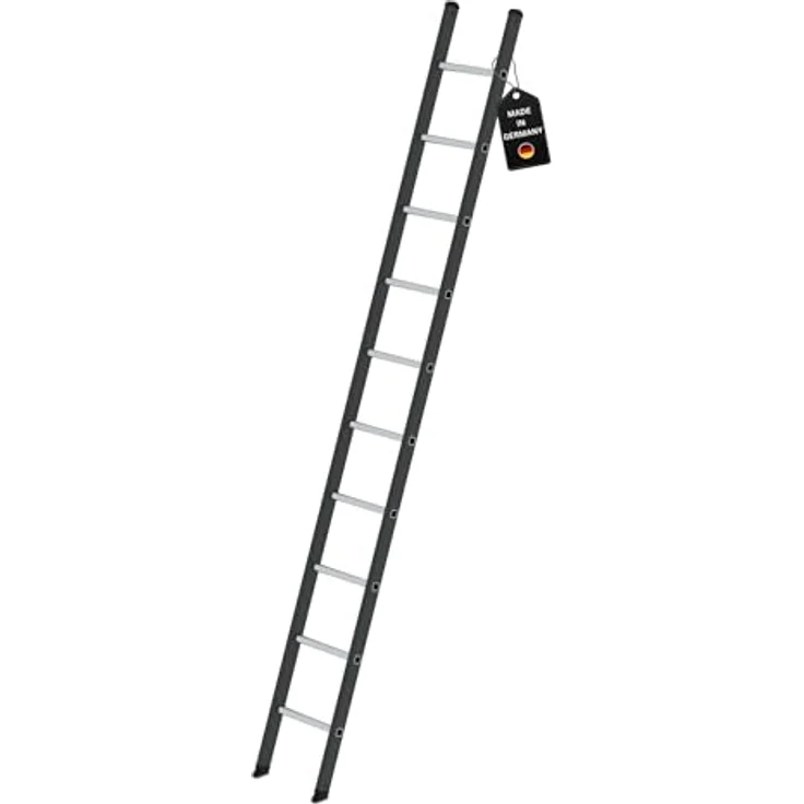 PROREGAL® Anlegeleiter Sprossen-Anlegeleiter, 350 mm breit, Aluminium, max. Belastung 150 kg, Made in Germany – Bild 1