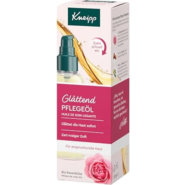 Kneipp Pflegeöl Glättend, Hautöl für anspruchsvolle Haut mit Bio Rosenblüten Extrakt und zart-rosigem Duft, 100ml – Bild 3
