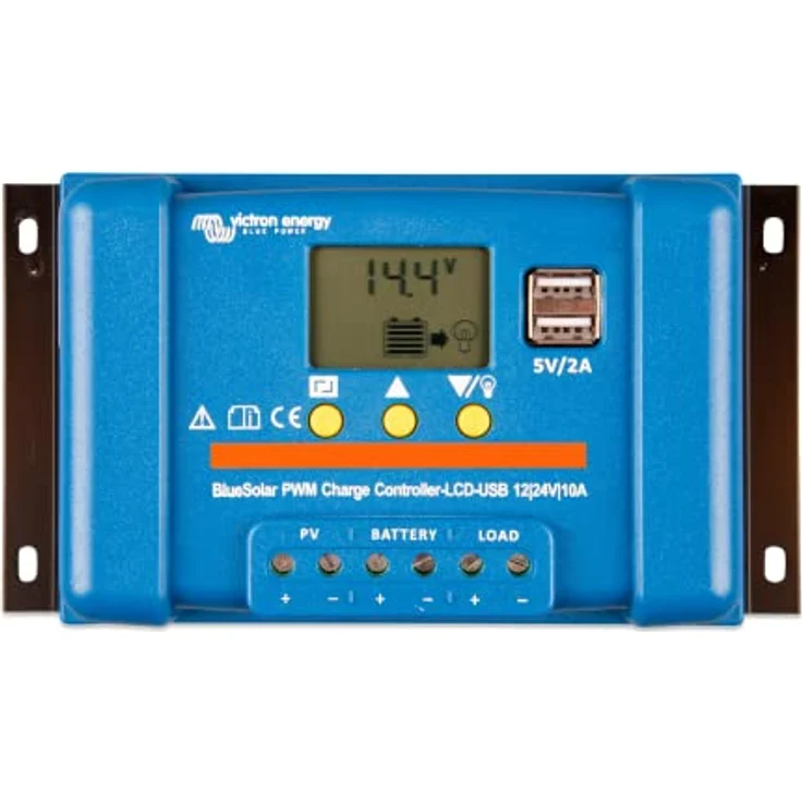 Victron Energy Blue-Solar PWM-LCD & USB, Solar-Laderegler mit LCD-Display, programmierbarem Ladealgorithmus und 2 x 5V USB-Ausgänge – Bild 1