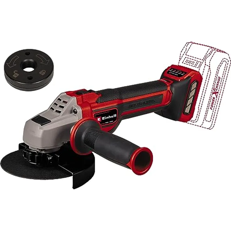 Einhell Professional Akku-Winkelschleifer TP-AG 18/125 CE Q Li Power X-Change (18V, Ø 125 mm, 33 mm Schnitttiefe, Brushless, Konstantelektronik, ohne Trennscheibe, ohne Akku)