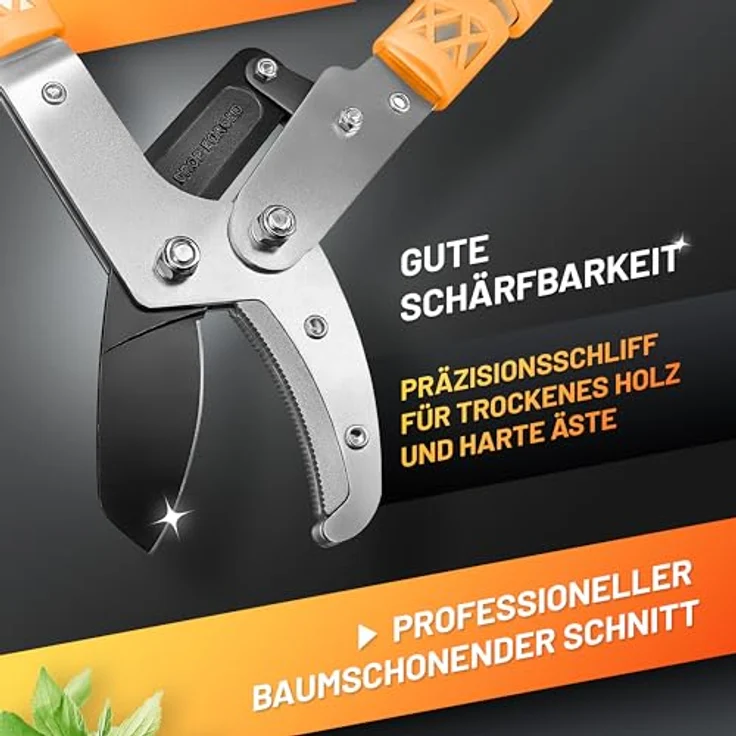 GRÜNTEK Teleskop-Astschere SK5-Karbonstahl, 7-fach verstellbar (685-1015 mm), präzisionsgeschliffen, mit Anti-Rutsch-Griffen und SMART-Cut Technologie – Bild 5
