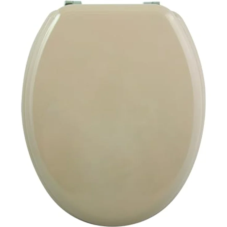 MSV WC-Sitz Cleo MDF, 45 cm x 37 cm x 5,6 cm, beige, feuchtigkeitsresistent, rostfreie Scharniere, rutschfest – Bild 2