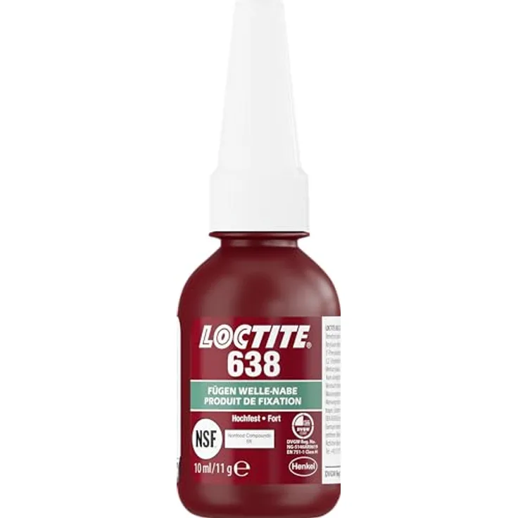 Loctite 638, Hochfester Kleber für Welle-Nabe-Verbindungen, universell einsetzbarer Flüssigkleber für zylindrische Fügeteile, temperaturbeständiger Metallkleber für Getriebe, 1x10ml, Grün