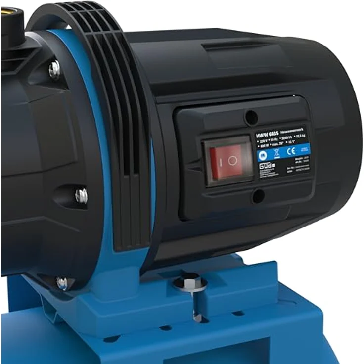 Güde Hauswasserwerk HWW 6035, 600 W, 19 l Kesselinhalt, max. 3200 l/h Fördervolumen, max. 35 m Förderhöhe, mit Thermoschutzschalter und Manometer – Bild 4