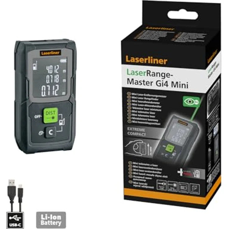 LASERLINER LaserRange-Master Gi4, Mini Laser-Entfernungsmesser bis 40 m mit Pythagoras-Funktion und grünem Laser – Bild 3