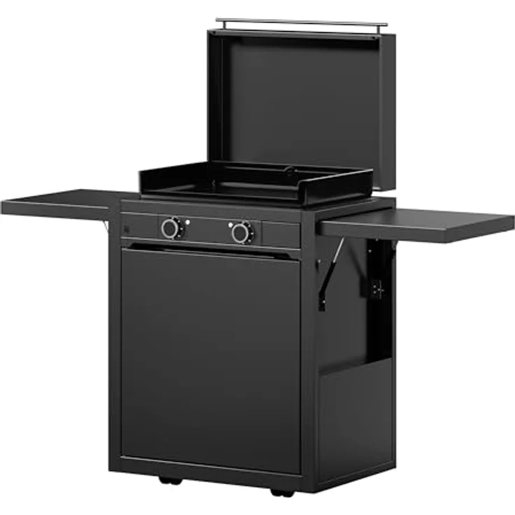 WMF Plancha Set 60E, elektrischer Plancha Grill mit 3200 W, Planchadeckel, Planchawagen und Abdeckhaube, schwarz, 75 x 99.5 x 63 cm, Stahl/Gusseisen/Aluminium/Edelstahl – Bild 2