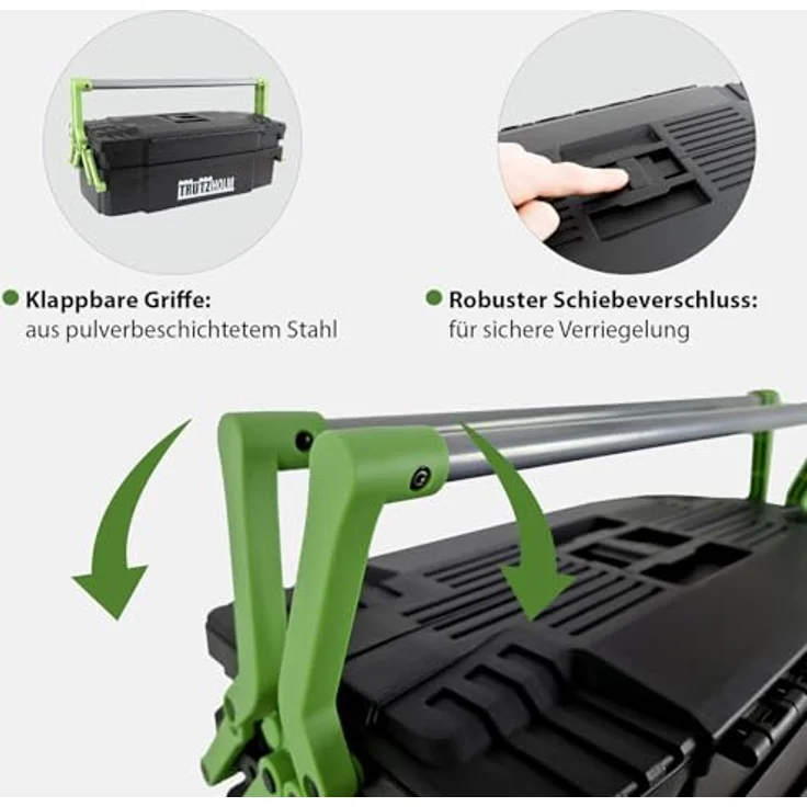 TRUTZHOLM Werkzeugkoffer 2-lagig, 30kg Traglast, 8 Fächer, anpassbar, Kunststoff, 42x17x16 cm – Bild 5