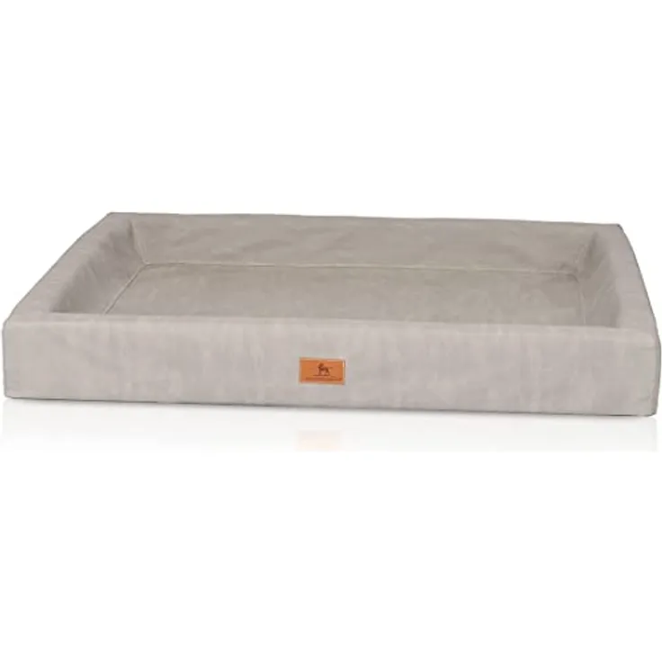 Knuffelwuff orthopädisches Hundebett Austin aus Kunstleder M-L 85 x 65cm Grau