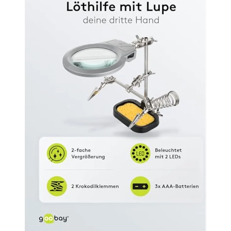 Fixpoint 51226, Löthlife dritte Hand mit Lupe und Lötkolbenhalter die Ideale Hilfe für alle filigranen Lötarbeiten,schwarz – Bild 3