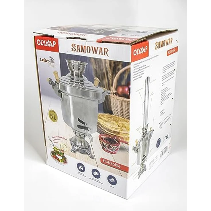 LeGro Holzkohle Samowar 5 Liter mit Schornstein – Bild 4