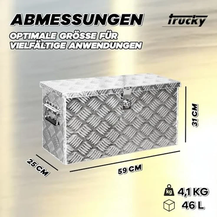 Trucky Alubox D40, Aluminium Anhängerbox mit Schloss, wasserdicht, 59 x 25 x 31 cm – Bild 5