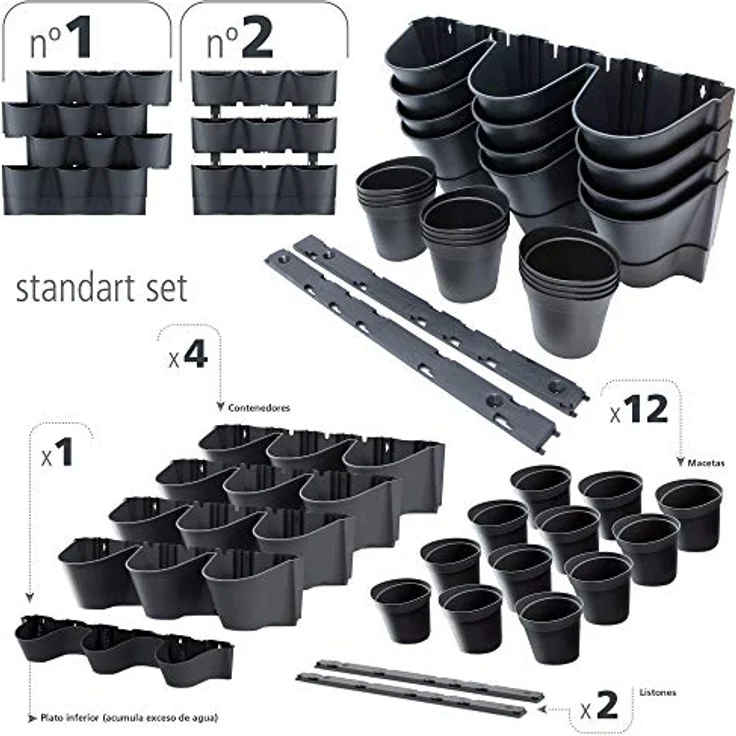 Macetero vertical Prosperplast Cascade Wall de plastico en color antracita 67 (largo) x 17,7 (ancho) x 57 (alto) cm – Bild 4