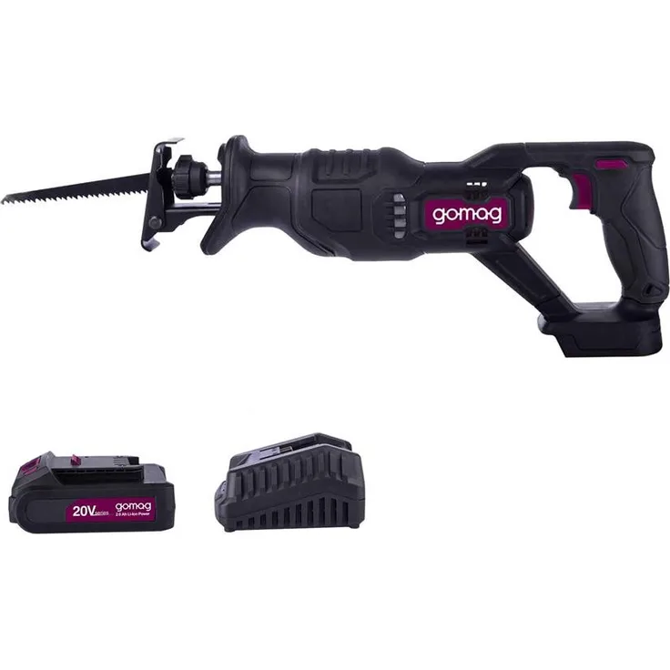 Gomag Akku-Säbelsäge GO-SBL100, präzise Schnitte, 20 V / 2,0 Ah Starterkit mit Sägeblatt für Holz