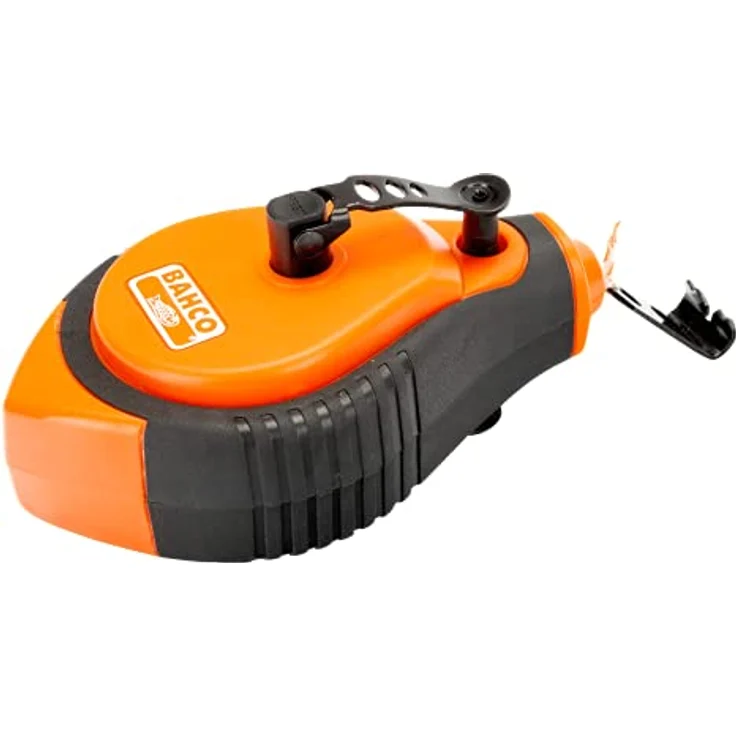Bahco CL-1221 Lotlineal, robuste Schlagschnur mit schneller Rückspulgeschwindigkeit und 50 g Kreidefassungsvermögen, orange – Bild 1