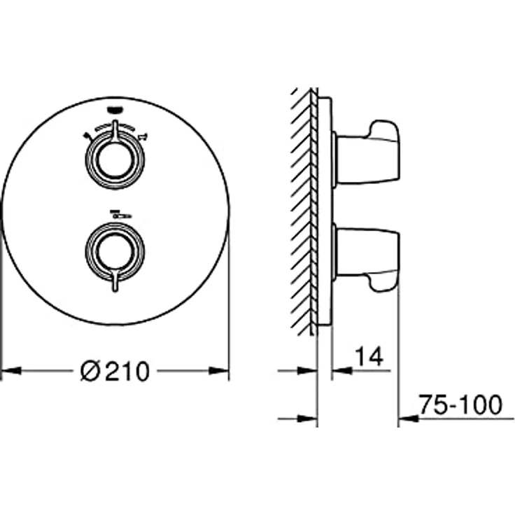 GROHE Grohtherm Special - Thermostat- Wannenbatterie, 2-Wege-Umstellung, Fertigmontageset, verdeckte Befestigung, chrom – Bild 3