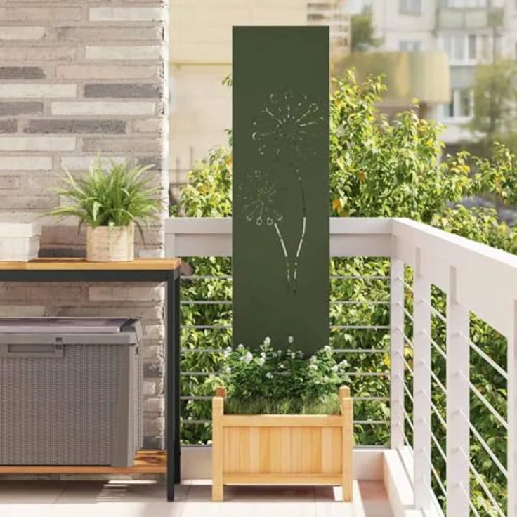 vidaXL Gartenpartition Sichtschutz Trennwand aus robustem Stahl, dekorative Barriere mit modernem Design und matte Oberfläche – Bild 2