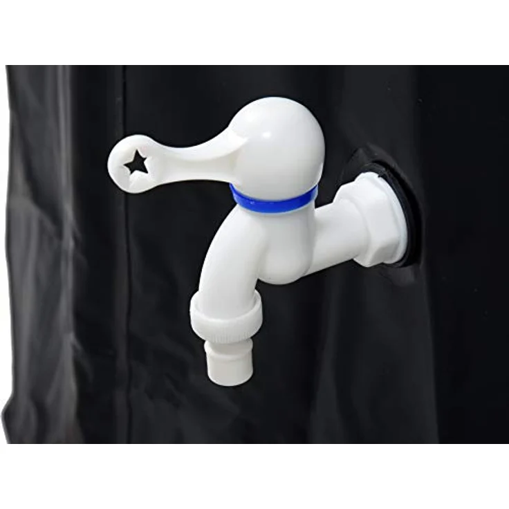 Flo Faltbare Regentonne mit Hahn, Filter und Überlaufschutz, 500 Liter, PVC, stabile Füße, UV-resistent, Ø80 x 98 cm, Grau – Bild 2
