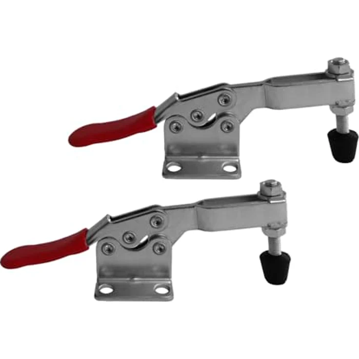 SO-TECH Kniehebelspanner Kniehebelklemme 90 kg Haltekraft, 85° Balkenwinkel, rot, 2 Stück – Bild 1