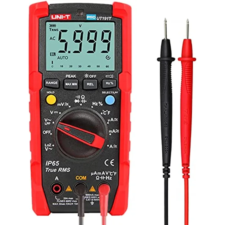 UNI-T UT191T Profi Multimeter IP65, 600V AC/DC, 20A, RMS-Messung, -40°C bis 400°C