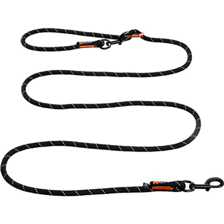 Non-stop dogwear Rock Leash Adjustable, 2,50 m Multiline Leine mit reflektierenden Fäden, schwarz, recyceltes Polyester – Bild 1