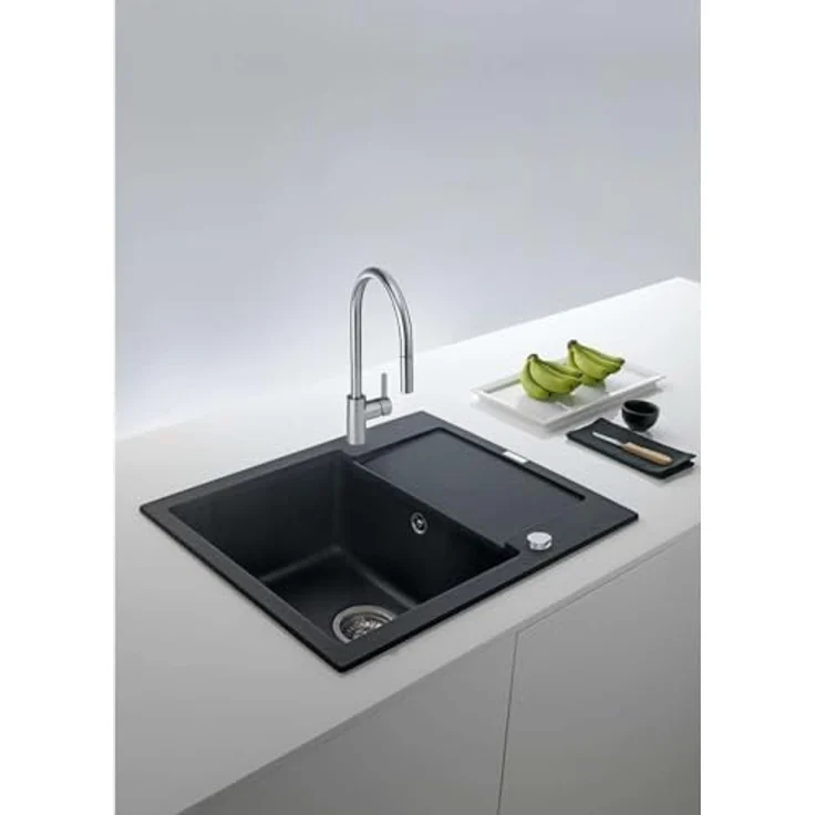 FRANKE Küchenarmatur mit Ausziehbrause, umstellbarer Wasserstrahl, 180° Schwenkbereich, schwarzer Gewebeschlauch – Bild 3