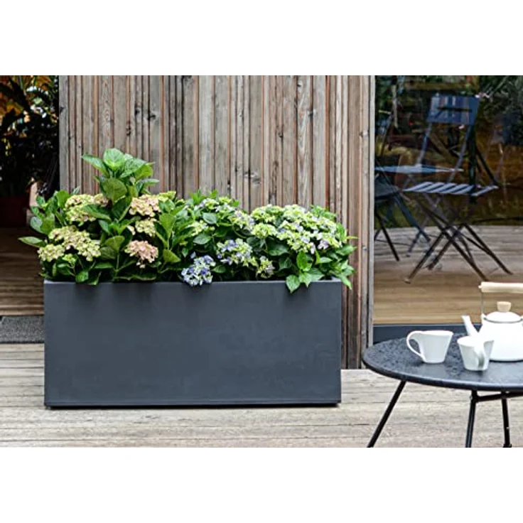 ONDIS24 Pflanzkübel Vulkan 100cm, Blumenkübel in Vulkan/Basalt Optik, mit Wasserspeicher, winterfest, 100 x 40 x 43,5 cm, 98 Liter Pflanzvolumen – Bild 4