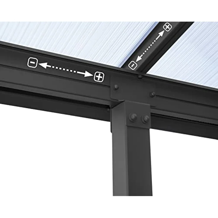 Palram Canopia Olympia Terrassenüberdachung 3x7 - Aluminium & Polycarbonat - Ganzjährig nutzbares Terrassendach, Grau, 739 x 295 x 305 cm – Bild 5