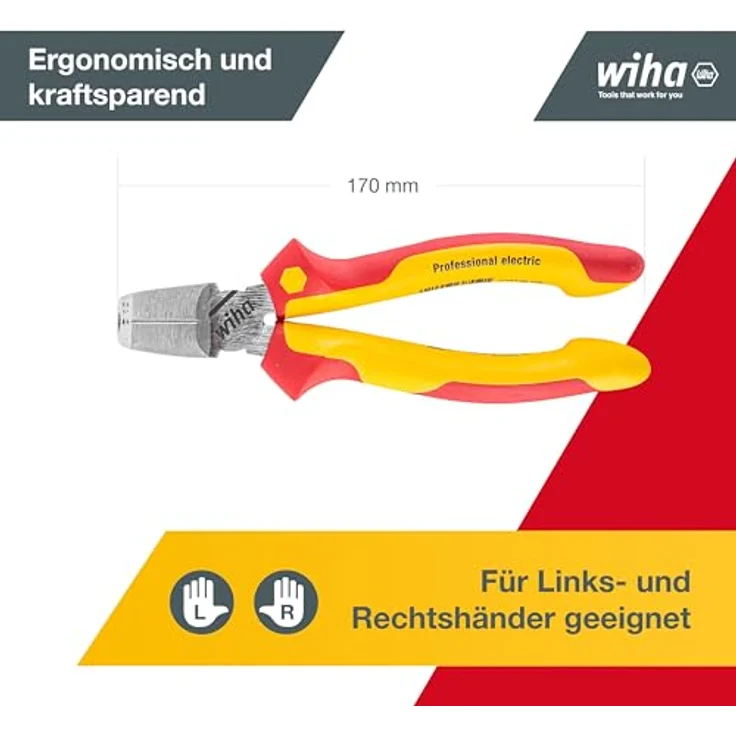 Wiha Installationszange TriCut Professional electric VDE (38552), Seitenschneider  Abisolierzange  Abmanteln, Kombizange isoliert, Elektrikerzange, für Abzweig- und Verteilerdosen, 170 mm – Bild 4