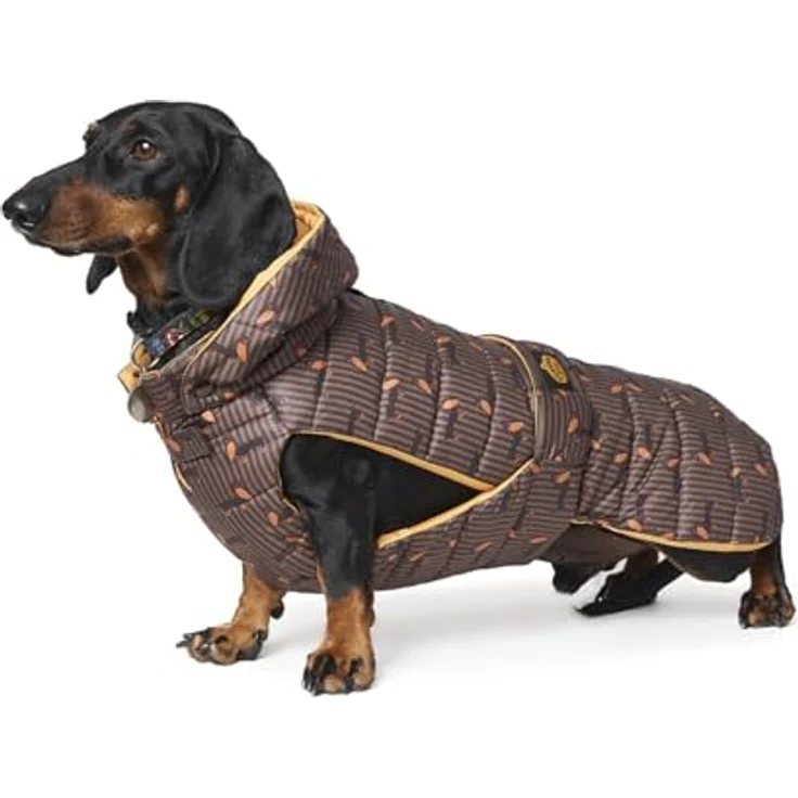 Fashion Dog wasserfester Hunde-Steppmantel speziell für Dackel - 47 cm, Braun gemustert – Bild 1