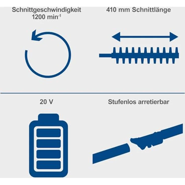 Scheppach Akku-Teleskop-Heckenschere C-PHS410-X, 410 mm Schnittlänge, max. Aststärke 16 mm, Gesamtreichweite 2,6 m, 11 einstellbare Winkel, 20-Volt-IXES-Serie – Bild 3
