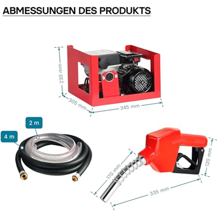 WilTec - Bio Dieselpumpe Heizölpumpe selbstansaugend 230V-750W 80l-min automatische Pistole Umfüllpumpe – Bild 8