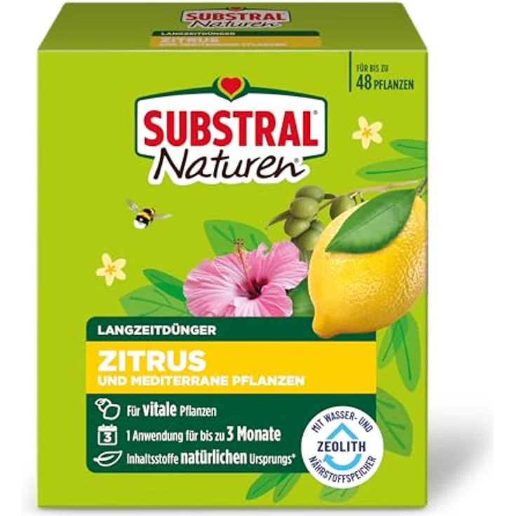 SUBSTRAL Naturen Langzeitdünger Zitrus & Mediterrane Pflanzen, 1,2 kg mit Zeolith – Für Zitronen, Orangen, Oliven & Feigen, organisch-mineralische Formel – Bild 1