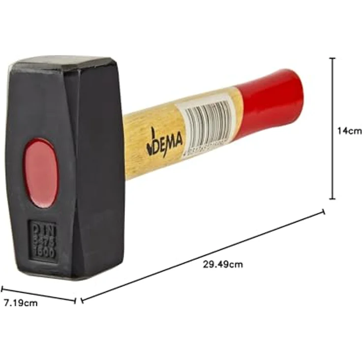 DEMA Hammer Pflasterhammer PH 1500, 2in1 Werkzeug mit Holzstiel, blau – Bild 5