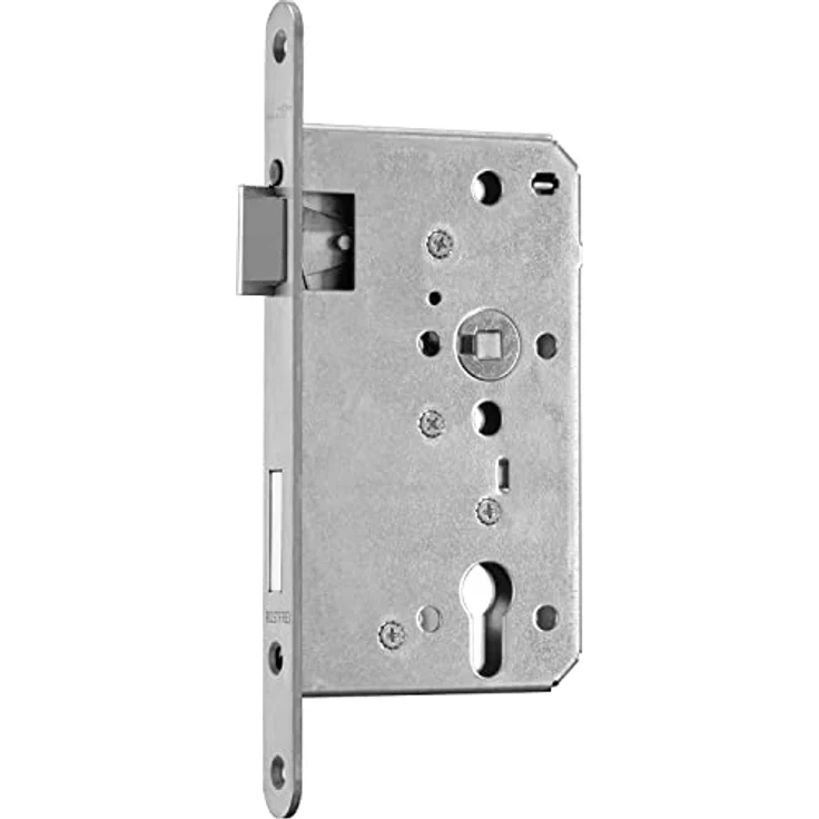 BMH Einsteckschloss Einstemmschloss PZW rechts DM55 Meisterstück, Edelstahl 0450, Silber, mit Rundstulp 20mm – Bild 1