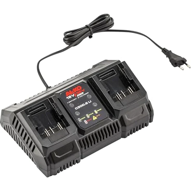 AL-KO Doppel-Ladegerät C300.6 Li, 18 V / 36 V, 2X 4 A Ladestrom, LED-Ladestandsanzeige – Bild 1