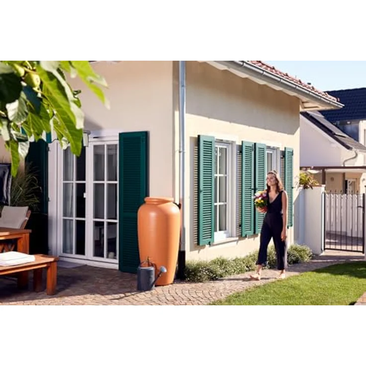 Garantia Amphore Regentonne 240 Liter terrakotta - Mediterranes Flair im Garten, UV-stabil, Premium Quality, made in Germany – Bild 3