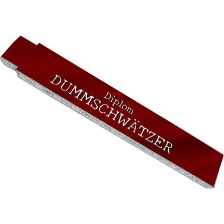speecheese Diplom Dummschwätzer Meterstab, lustiger Gliedermaßstab aus Holz, roter Hintergrund, 10 Gelenke, 24x3,5 cm, praktisches Geschenk für Handwerker
