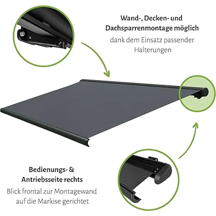 empasa Elektrische Vollkassettenmarkise 'Profi' mit LED Beleuchtung Kassettenmarkise Gelenkarmmarkise Markise Sonnenmarkise Sonnenschutz – Bild 5