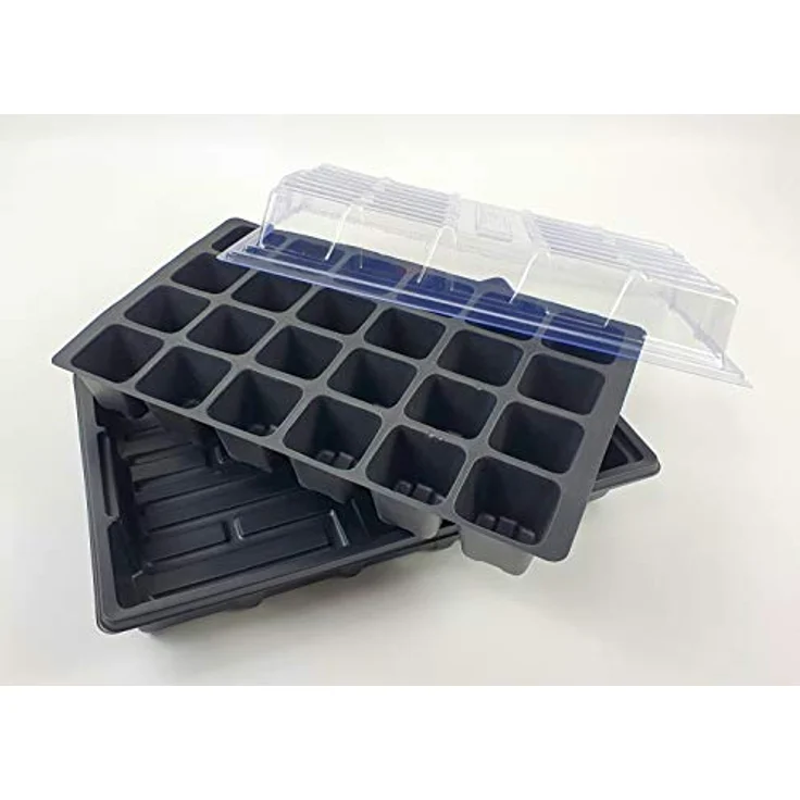sesua Gewächshaus Mini Gewächshaus 3 tlg. Anzucht 24 Fächer Treibhaus 37,5x24x10,5cm, für Innen- und Außenbereich, ideal für Fensterbank, Löcher in den Fächern zur Vermeidung von Wasseransammlung – Bild 4