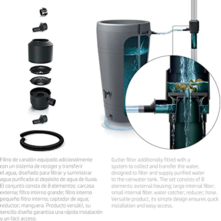 Prosperplast Innenfilter für Regenwassertank, 30 x 12 x 38 cm, mit Außengehäuse und zwei Filtern für einfache Installation und Vermeidung von Verschmutzung – Bild 2