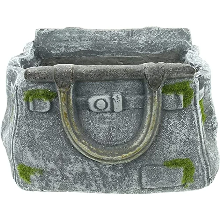 Dekoleidenschaft Pflanzer Handtasche in Stein Optik, Pflanztopf in Taschenform, Blumentopf, Pflanzgefäß, Gartendeko für Draußen, Pflanzschale – Bild 2